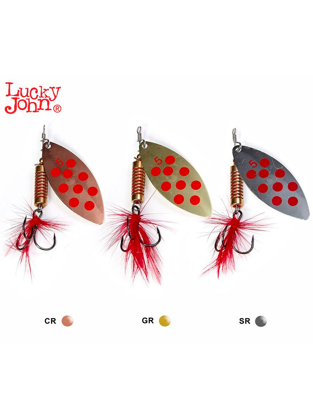 Блесна вращающаяся Lucky John SPIN X LONG 05 12,0г CR (5шт. в упк.)