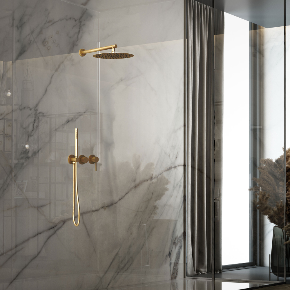 Душевой комплект Vincea Groove VSFW-4G01BG4 встраиваемый, 2 режима, 30см верх душ, брашированное золото