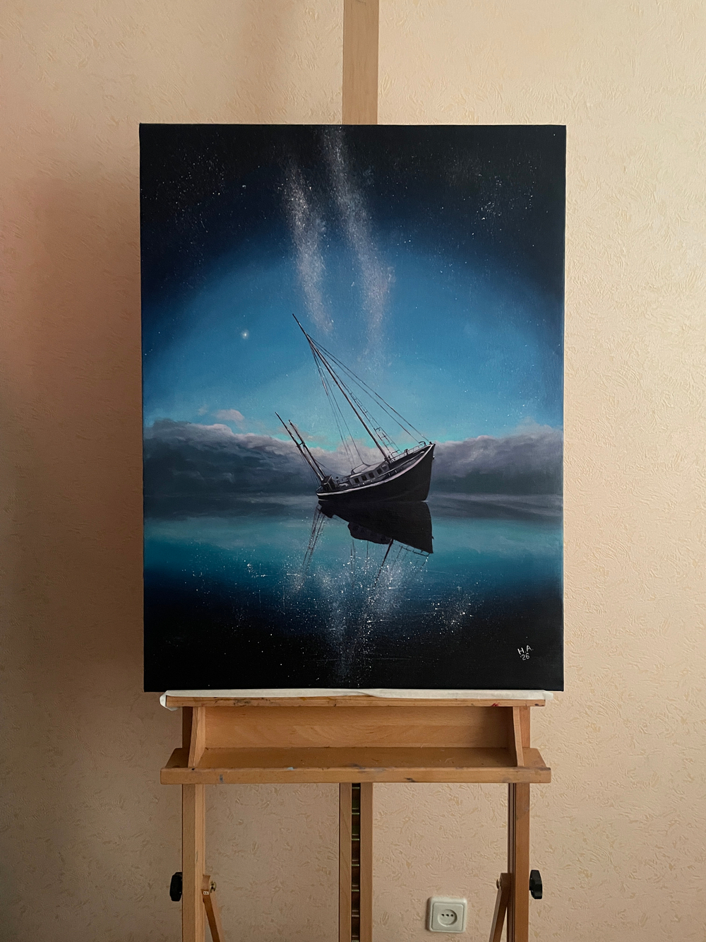 Картина маслом на холсте "Звёздный причал" 80х60 см. Деревянный подрамник. Художник Наталия Осадчук