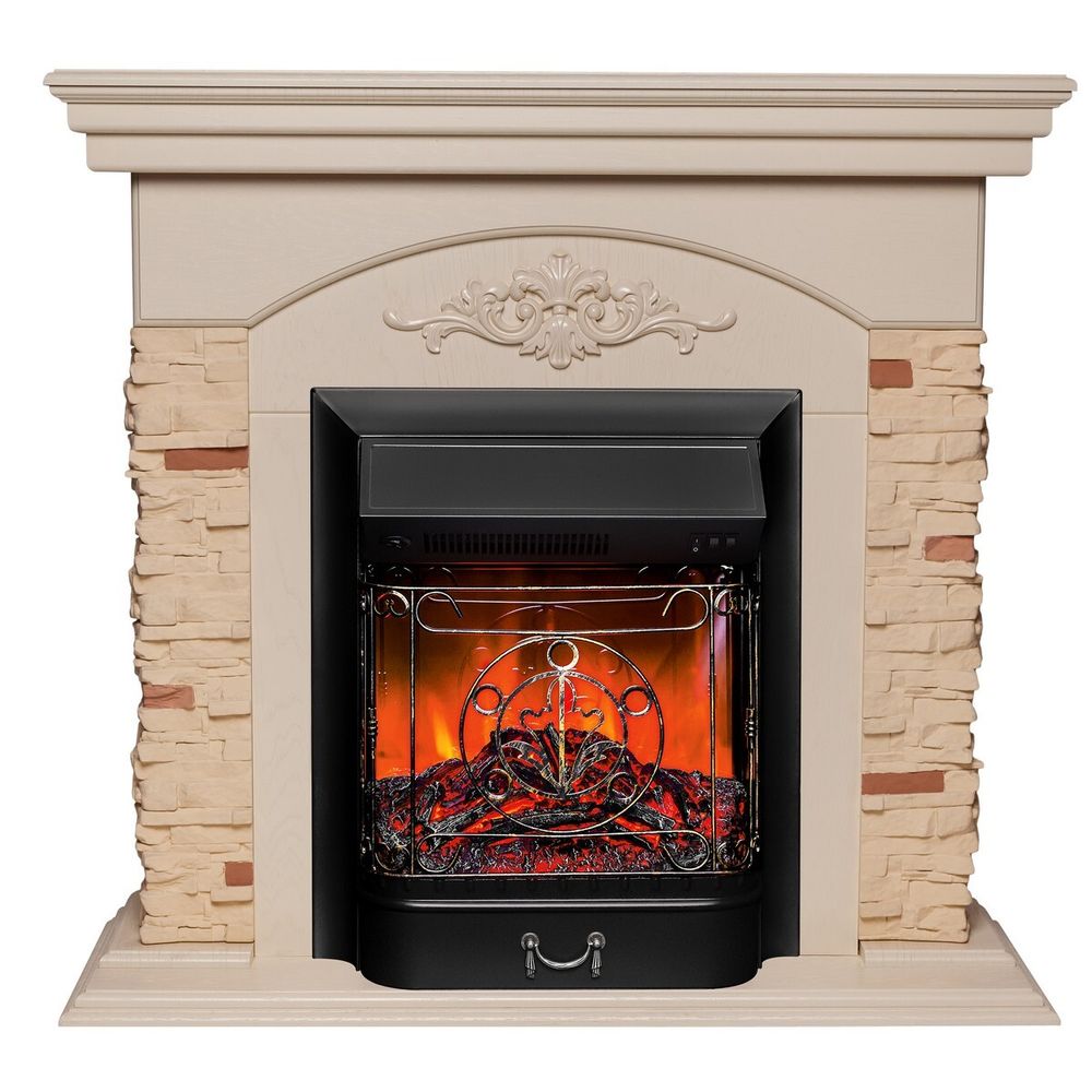 Электрокамин RealFlame Neapolis WT айвори с очагом Majestic Lux Black
