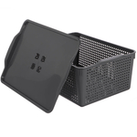 Корзинка Лофт 13л 395х272х168 мм с крышкой белый, серый