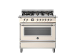 Варочный центр Bertazzoni, 6 газовых конфорок и многофункциональный электрический шкаф, Heritage, 90 см Слоновая кость