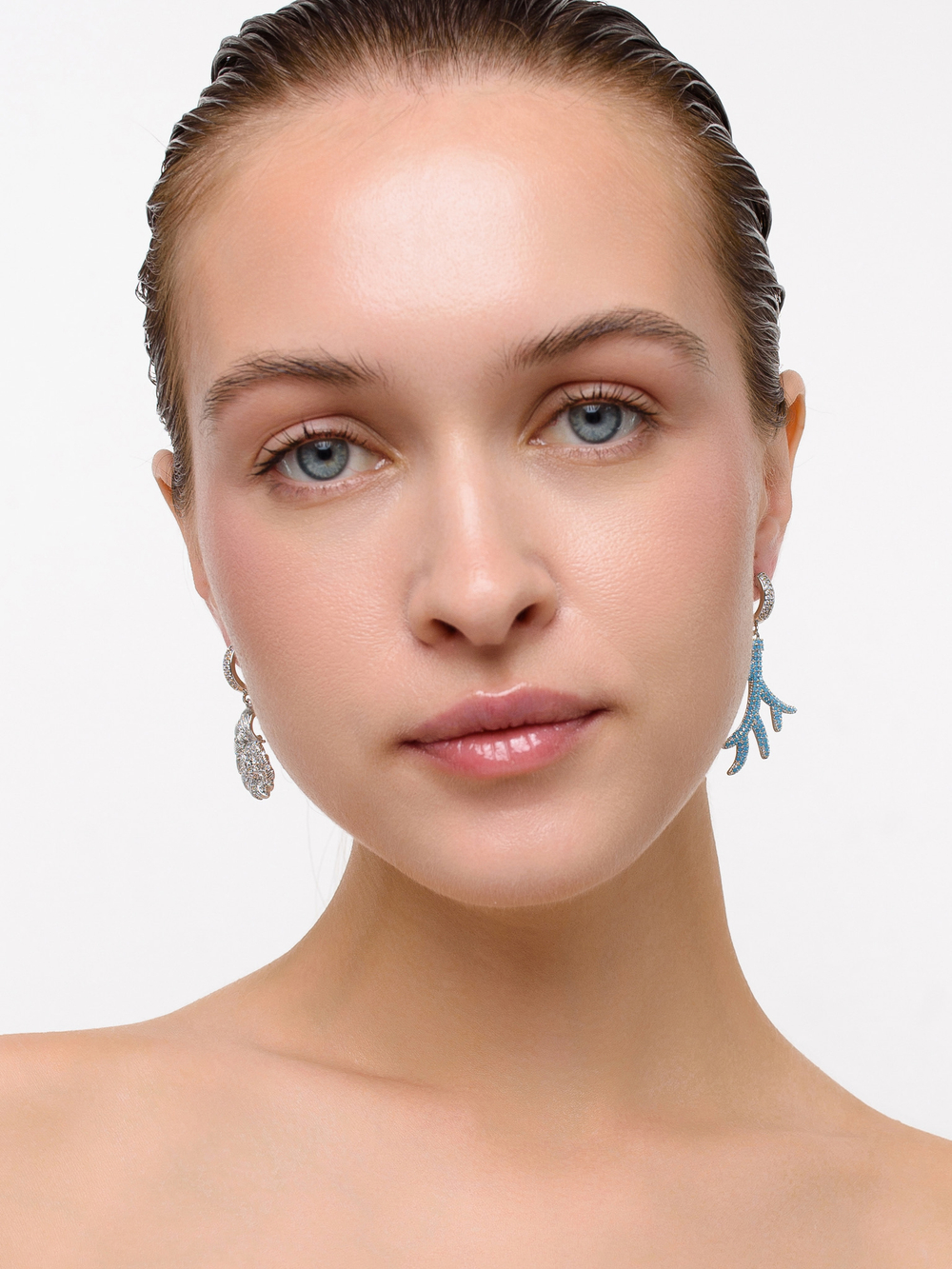 Серьги "Blue coral shell" Silver