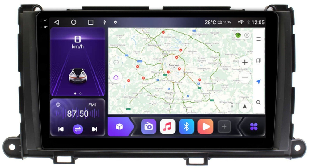 Магнитола для Toyota Sienna 3 2010-2014 - Carmedia OL-9695 QLed+2K, Android 12, TS10, CarPlay, 4G SIM-слот