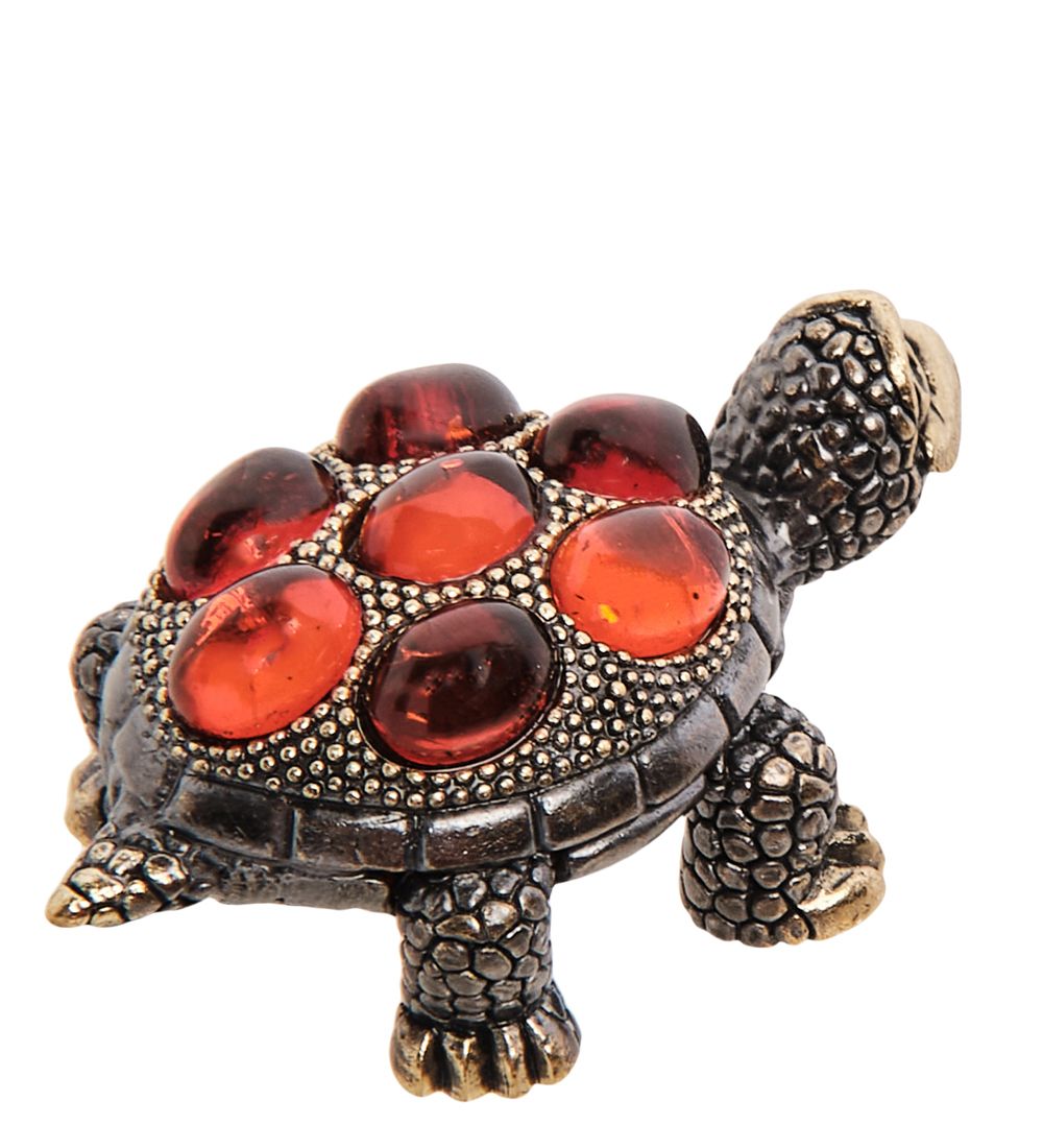 Народные промыслы AM-3186 Фигурка «Черепаха Живчик» (латунь, янтарь)