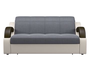 Диван Мадрид 1,4 - Velutto 32 серый/беж кожзам/ коричневая накладка