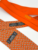 Галстук оранжевый с пингвинами Hermes