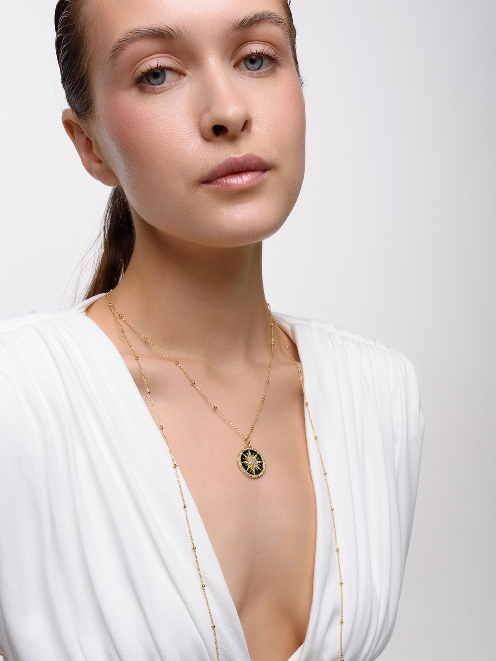 Колье "Sun black pearl" Gold