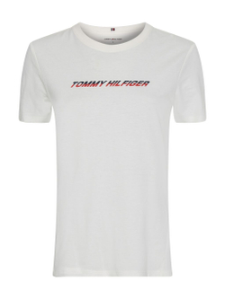 Женская теннисная футболка Tommy Hilfiger Regular Graphic C-NK Tee SS - White