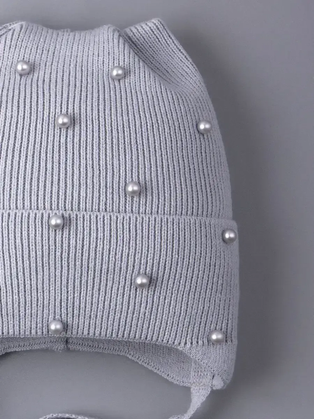 Шапка для девочки с ушками осенняя