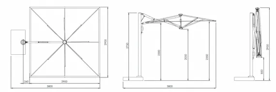 Зонт для кафе профессиональный Astro Titanium, 290х290 см