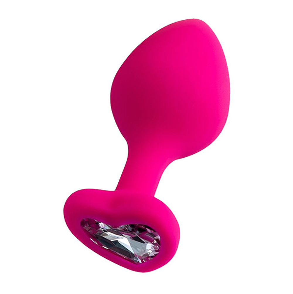 Розовая анальная втулка 8см с прозрачным кристаллом ToyFa ToDo Diamond Heart 357025