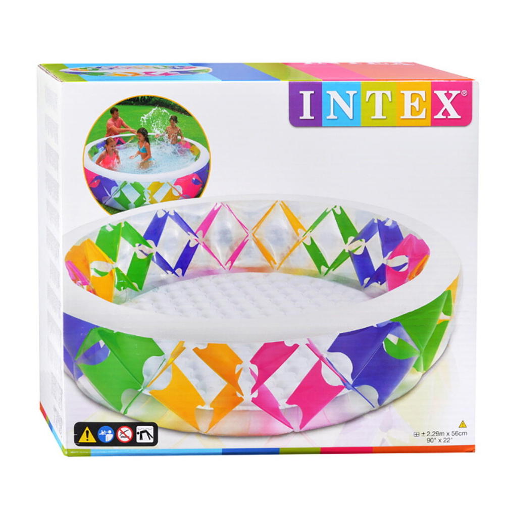 Бассейн надувной Intex 56494 Summer Joy 229х56 см / Круглый трехсекционный бассейн Летняя Радость Интекс для дачи и отдыха