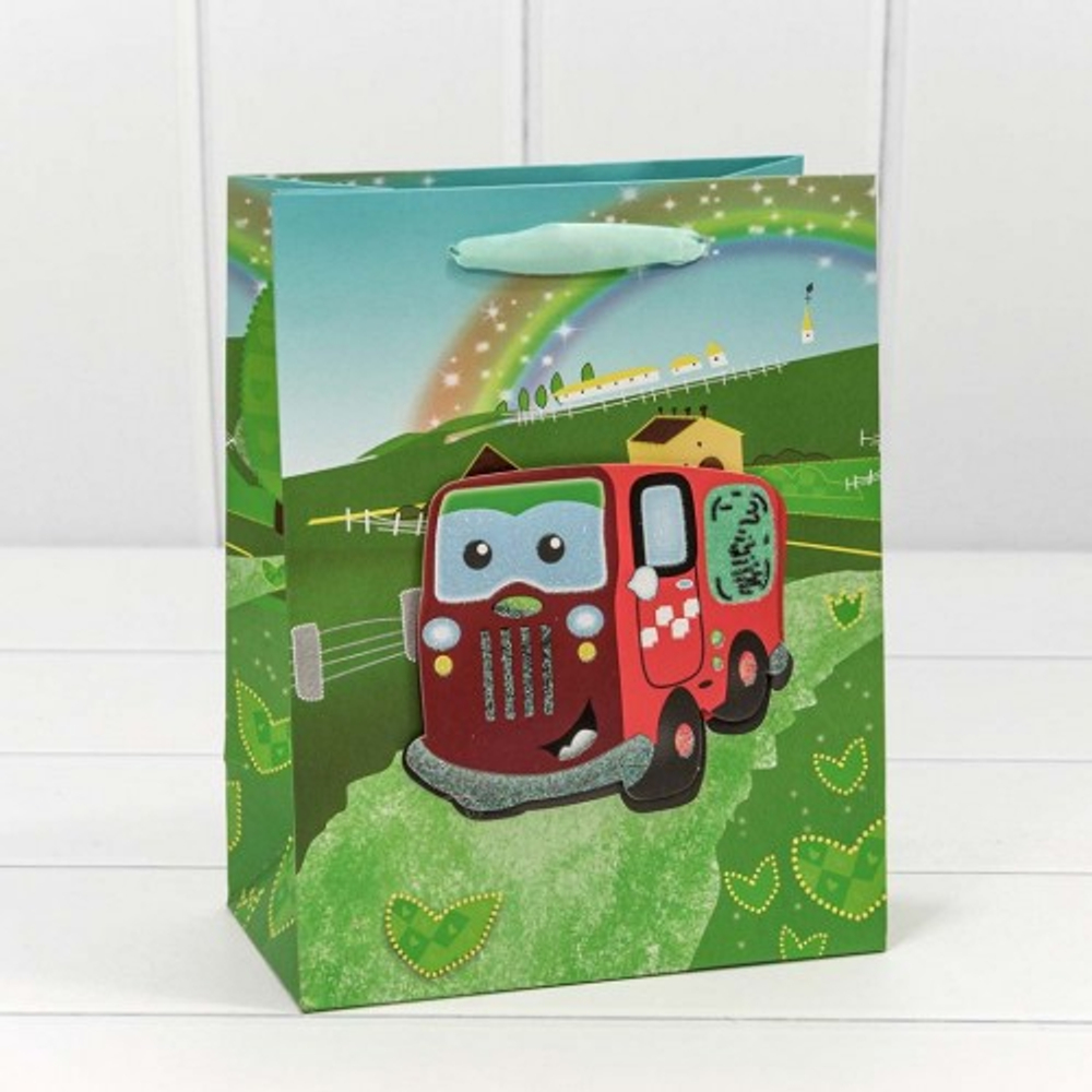 Пакет подарочный 18х23х10см "Машинка" с 3D аппликацией (Микс)