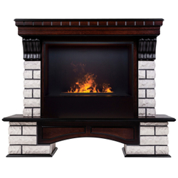 Электрокамин RealFlame Country Rock 26 AO античный дуб с очагом 3D Cassette 630 Black Panel
