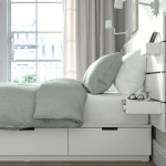 Каркас кровати с контейнером и матрасом - IKEA NORDLI, белый, НОРДЛИ ИКЕА