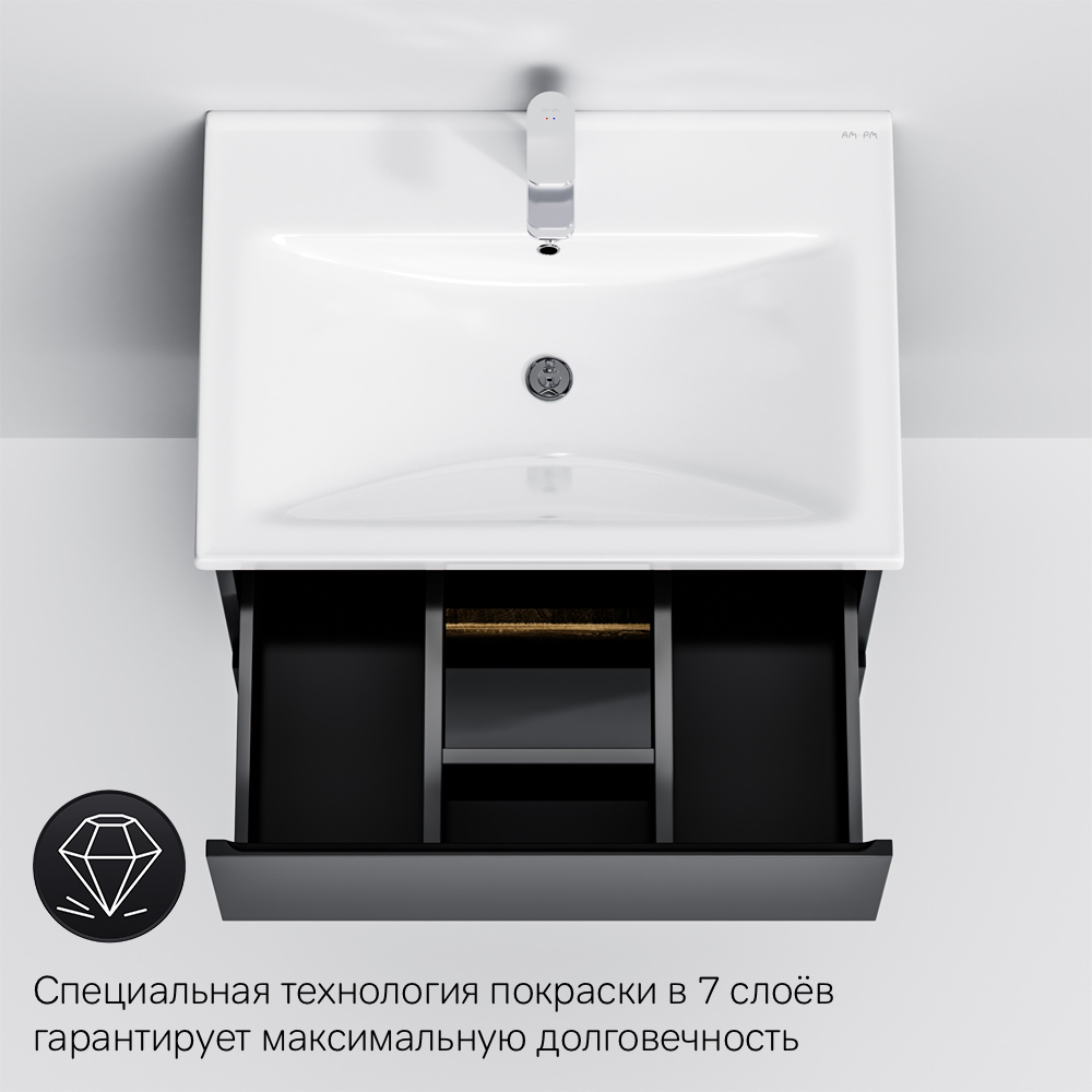 M85AFHX0652BM X-Joy, База под раковину, подвесная, 65 см, 2 ящика, черный матовый