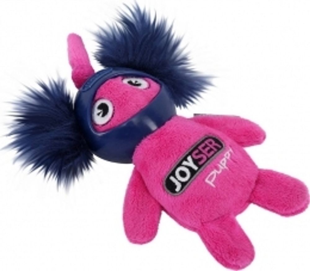 Joyser Puppy Игрушка Белка в резиновом шлеме для собак, с пищалкой, S, розовая, 14 см