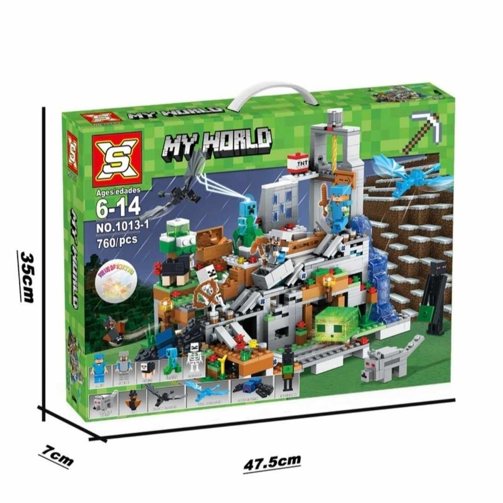 Конструктор Майнкрафт "XS + MY WORLD NO.1013-1" Горная Пещера мини, 760 деталей