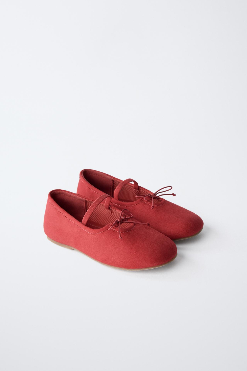 ZARA БАЛЕТКИ НА ПЛОСКОЙ ПОДОШВЕ С БАНТИКОМ, КРАСНЫЙ
