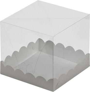 Коробка для торта, пряничного домика, кулича, с прозрачным куполом, 15х15х20 БЕЛАЯ