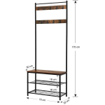 Вешалка напольная 70х32х175 см, Vasagle, мет-л, полка для обуви, 80 кг, HSR41BX, корич-черн