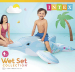 Надувная игрушка для плавания Дельфин 175х66 см Intex 58535, плот наездник матрас детский с ручками для бассейна