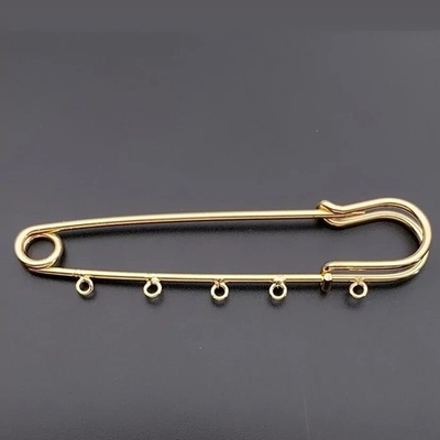 бб70-5з Основа для броши булавка с 5 петлями, 70мм, латунь, позолота
