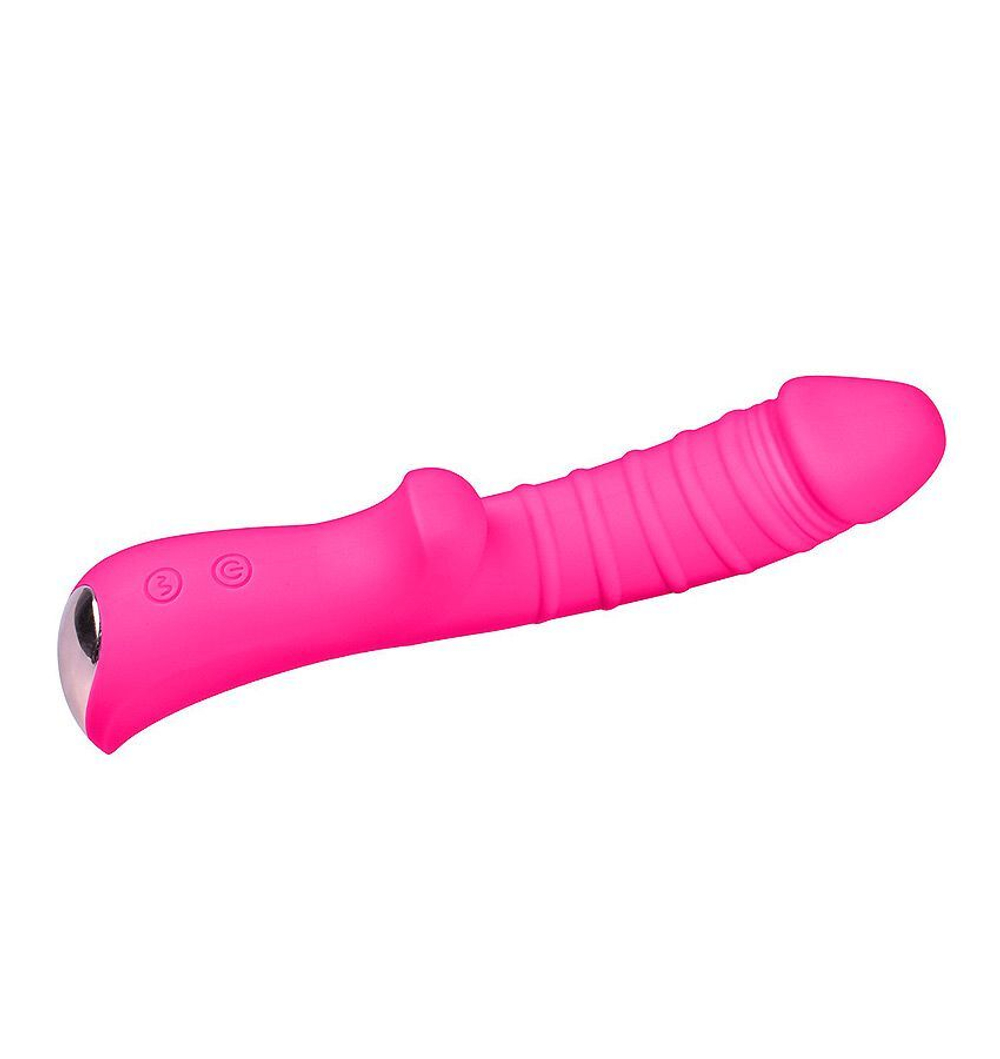 Ярко-розовый вибромассажер 5 Silicone Wild Passion - 19,1 см.
