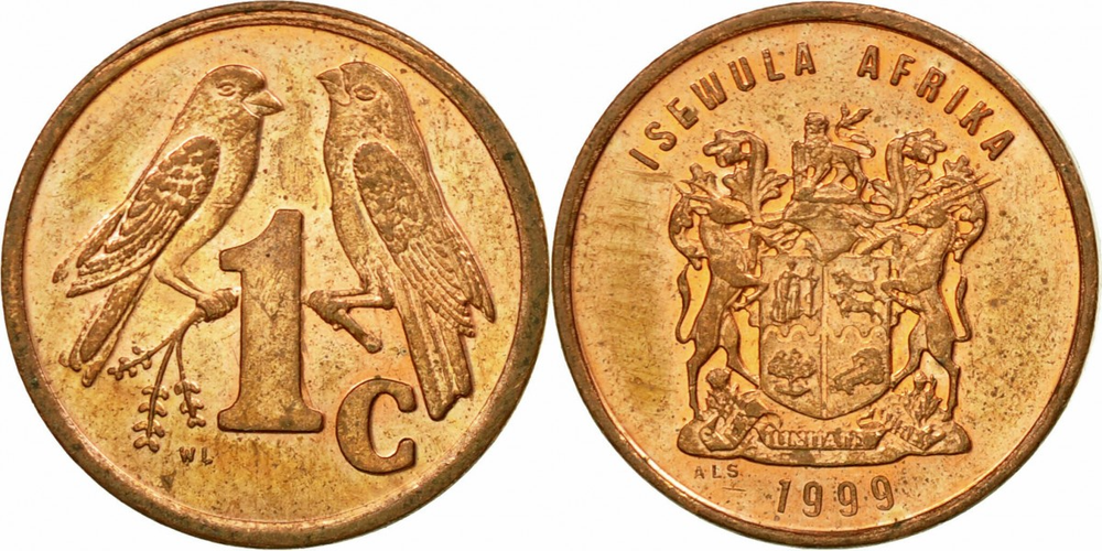 ЮАР 1 цент, 1997-2000 iSewula Afrika aUNC