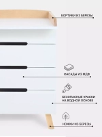 Комод RANT "INDY PRO" с органайзером 80 см. 4 ящика (арт.123) Cloud White