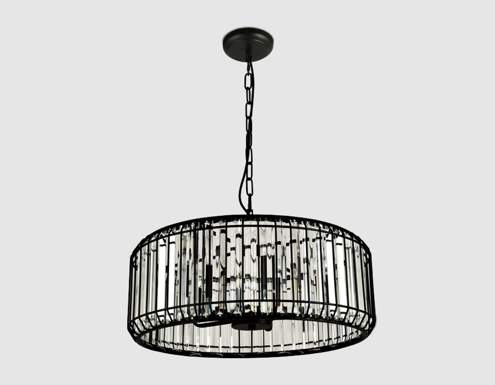 Подвесная люстра с хрусталем TR5815 BK/CL черный/прозрачный E14/5 max 40W D500*650