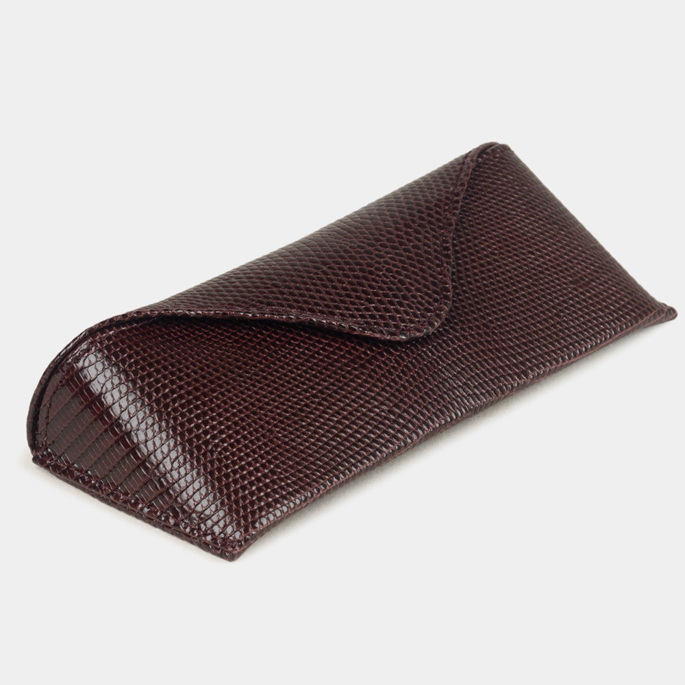 Футляр для очков Vision из кожи ящерицы, бордового цвета