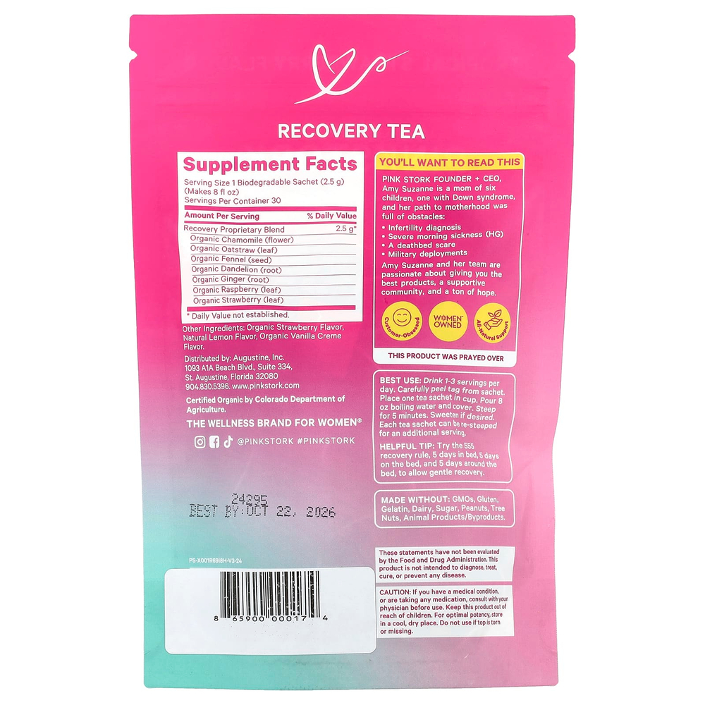 Pink Stork, Recovery Tea, тропическая клубника, 15 пакетиков, 37,5 г (1,3 унции)