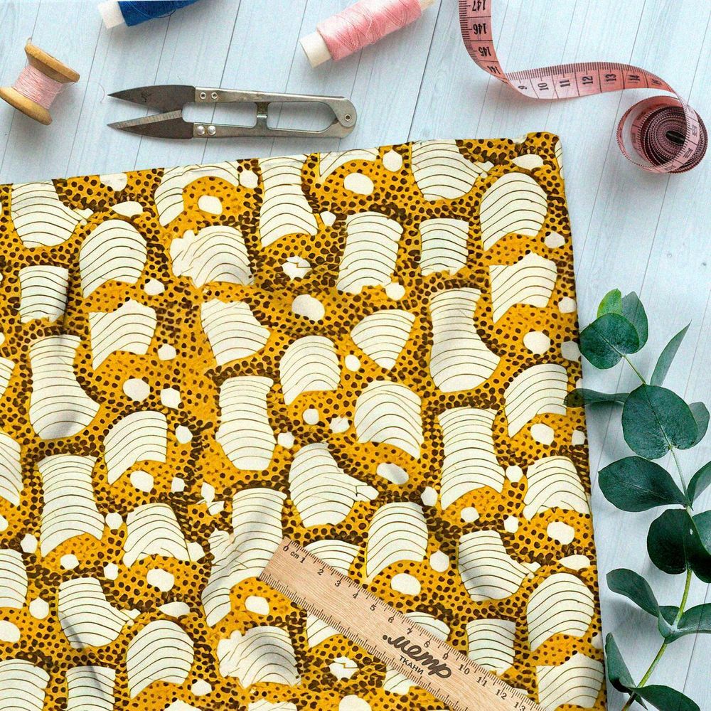 Ткань Барби золотая абстракция