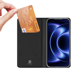 Чехол книжка черного цвета из кожи для Xiaomi 17 Ultra, серия Skin Pro Series от Dux Ducis