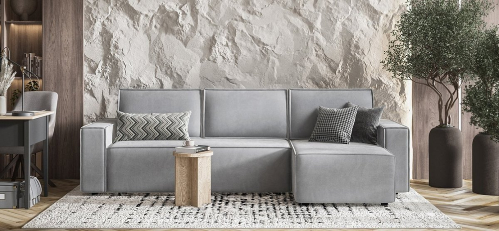 Угловой диван Норд Велюр Монолит сталь