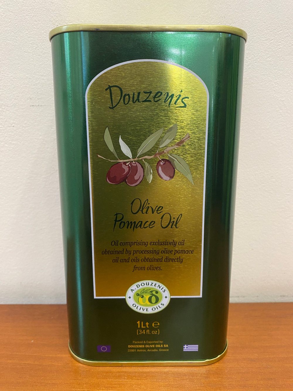 Оливковое масло рафинированное Douzenis 1 л, ж/б, Греция