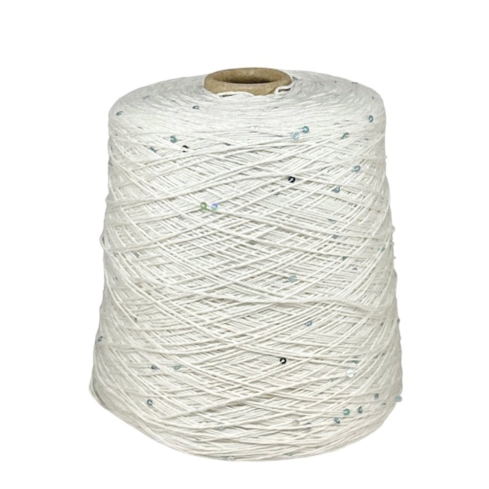 Cott350, G&G Filati, 100% хлопок с пайетками 3мм, White, 350