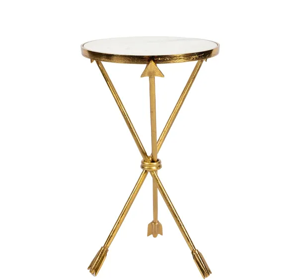 Кофейный столик золотая стрела, Ø36х65 см, мрамор