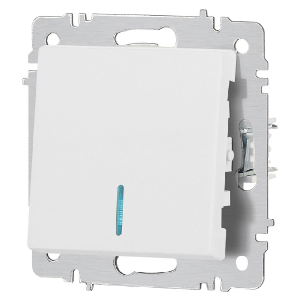 Выключатель Intro Accent 6-102-01М с подсветкой, 10А-250В, IP20, СУ, AL/CU, белый матовый | Intro