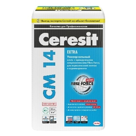 Клей для плитки для вн/нар работ СМ14 25кг Ceresit