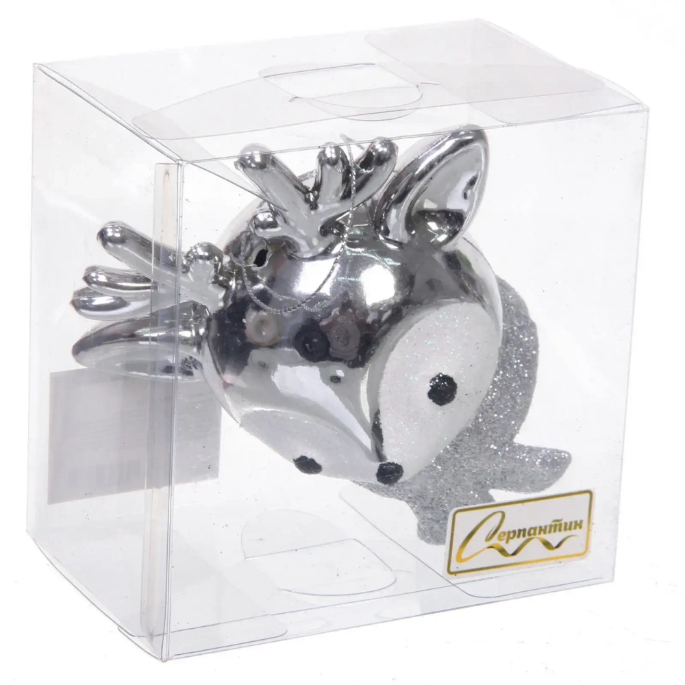 Елочная игрушка «Новогодний олененок» 7*11*10,5 см, серебро