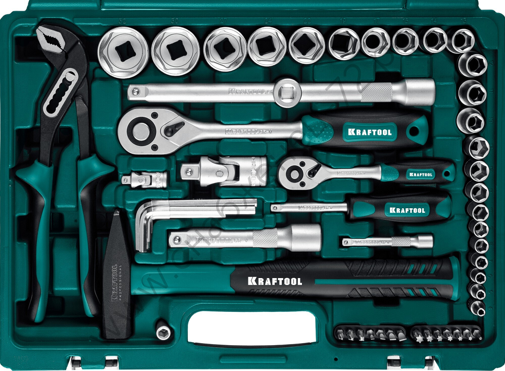 KRAFTOOL EXTREM-76, 76 предм., (1/2″+3/8″+1/4″), универсальный набор инструмента (27889-H76)