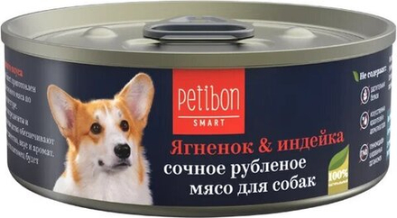 Корм консервированный для собак Petibon Smart "Рубленое мясо с ягненком и индейкой", 100 г
