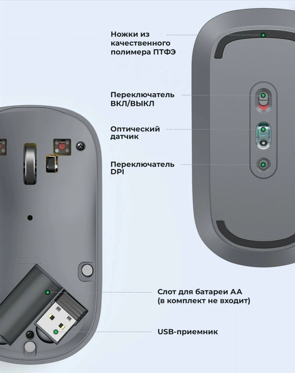 Мышь Ugreen 90373 серый