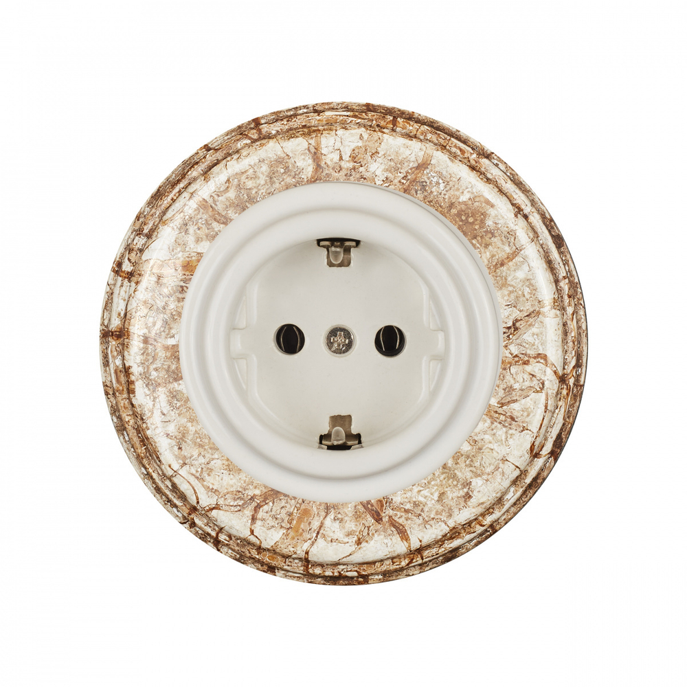 Розетка, керамика, цвет белый, с заземляющим контактом B1-101-01