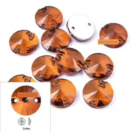 Стразы пришивные, Rivoli, Coffee (A3), 12mm, (48 ea/pkg), (F2)
