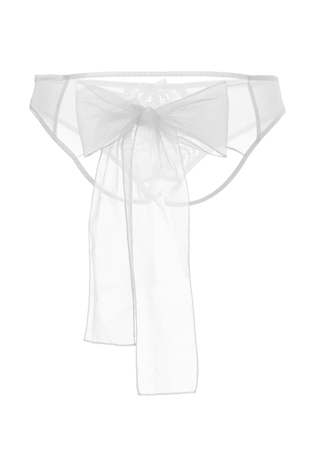 Эротические трусики из стрейч-сетки с бантом белые (54-56)