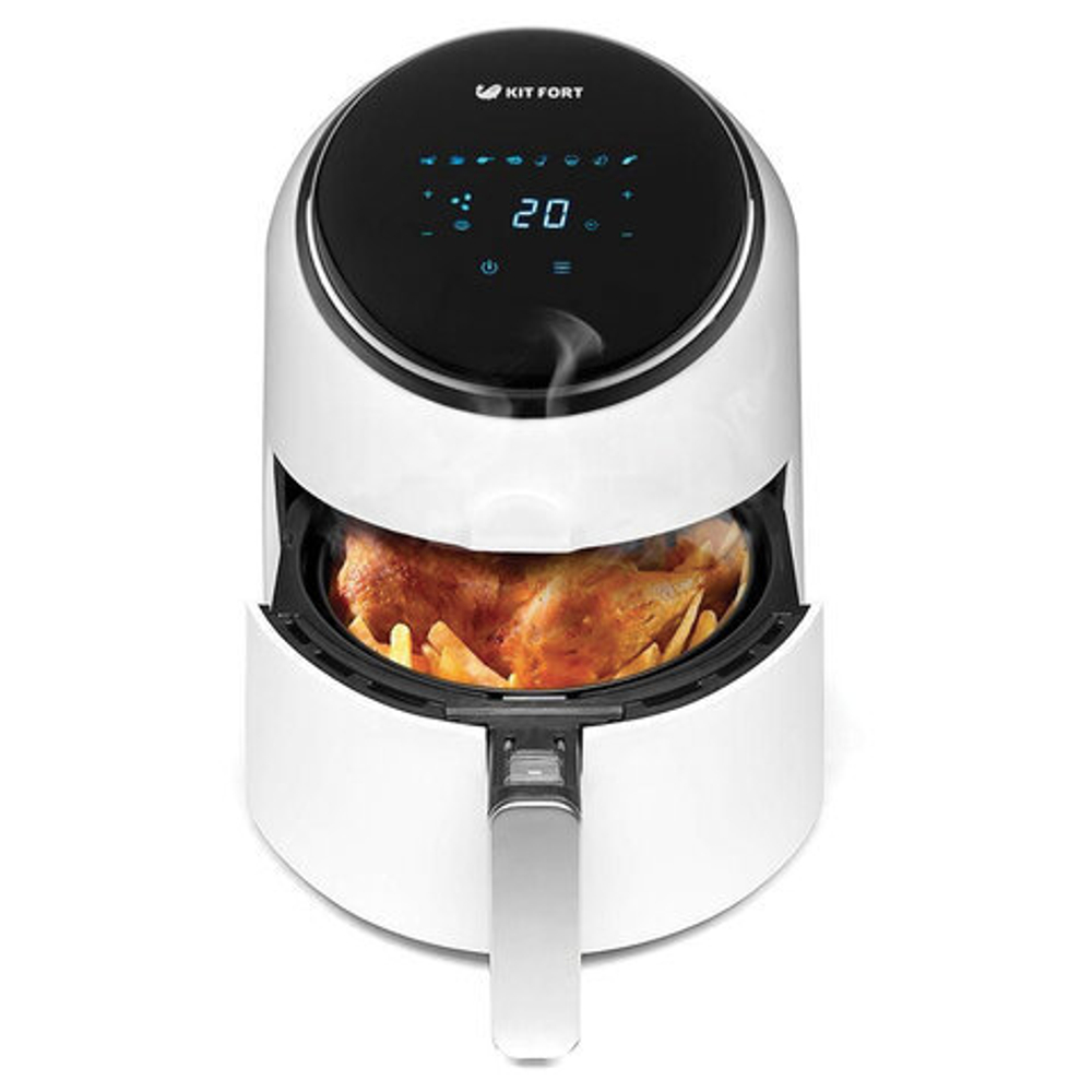 Аэрогриль KITFORT KT-2206, 1300 Вт, объем 2,5 л, 8 программ, регулировка температуры, таймер, белый